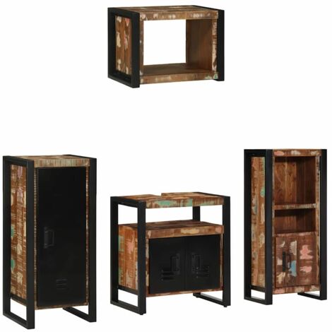 Juego de muebles de baño 4 pcs Madera reciclada maciza
