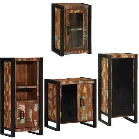 Juego de muebles de baño 4 pcs Madera reciclada maciza