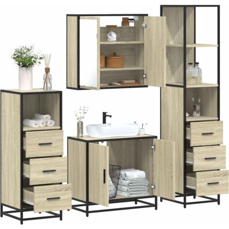 Juego de muebles de baño 4 pzas contrachapada roble