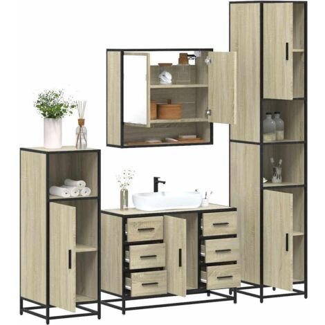 Juego de muebles de baño 4 pzas contrachapada roble