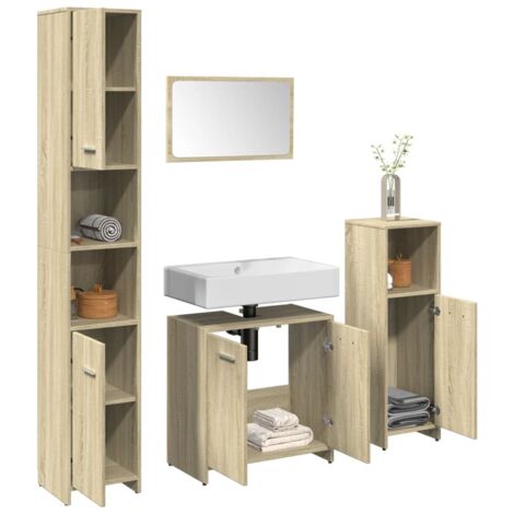 Juego de muebles de baño 4 pzas contrachapada roble
