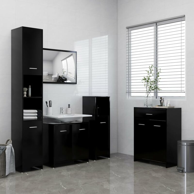 

Juego de muebles de baño 4 pzas negro