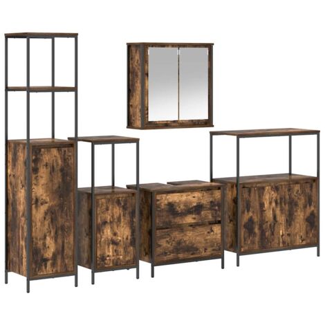 Juego de muebles de baño 5 pcs Marrón 76.5 x 35 x 95 cm