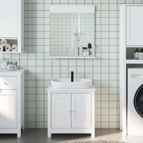 Juego de muebles de baño BERG 2 pzas madera maciza pino blanco vidaXL