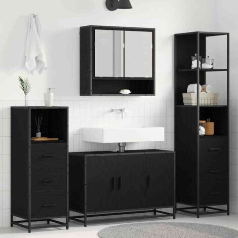Juego de muebles de baño con cajón 3 pcs Madera envejecida