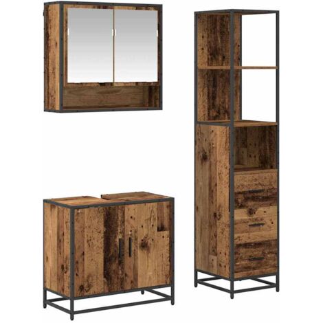 Juego de muebles de baño con cajón 3 pcs Madera envejecida vidaXL