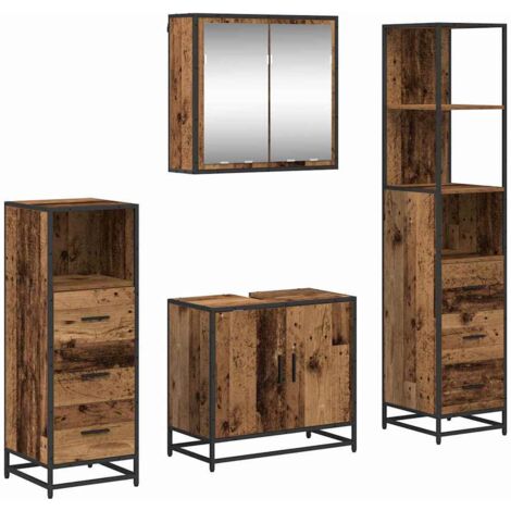 Juego de muebles de baño con cajón 4 pcs Madera Vieja vidaXL