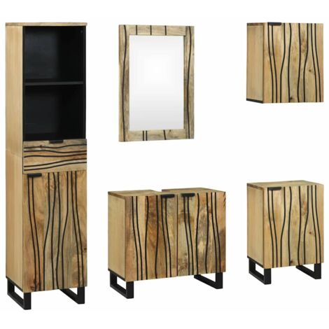 Juego de muebles de baño con cajón con estante 5 pcs Marrón vidaXL