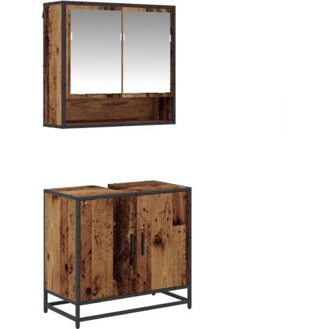Juego de muebles de baño con estante 2 pcs Madera Vieja vidaXL