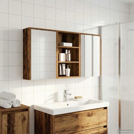 Juego de Muebles de Baño con estante 3 pcs 126 x 16 x 62.5 cm