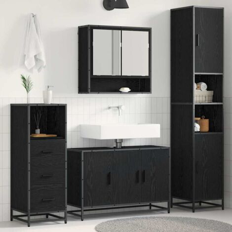 Juego de muebles de baño con estante 3 pcs Madera envejecida