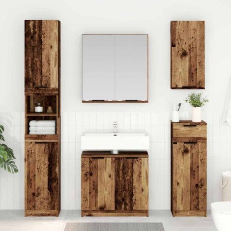 Juego de Muebles de Baño con estante 3 pcs Madera envejecida