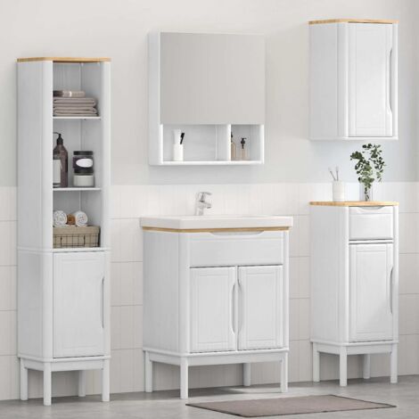 Juego de muebles de baño FLORO 4 pcs Madera de Pino Macizo