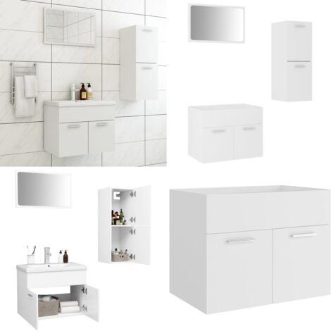 Juego de muebles de baño madera de ingeniería blanco - Armario de lavabo - Armario bajo