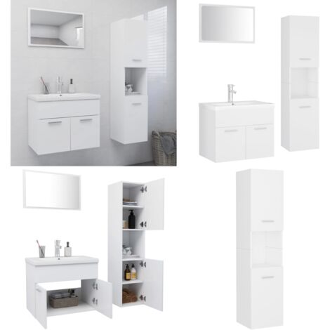 Juego de muebles de baño madera de ingeniería blanco - Baño moderno - Muebles de baño blancos