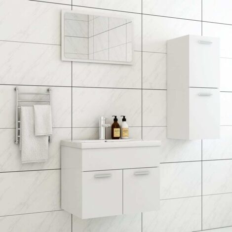 Juego de muebles de baño madera de ingeniería blanco vidaXL