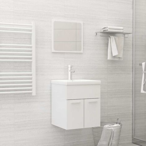 Juego de muebles de baño madera de ingeniería brillo