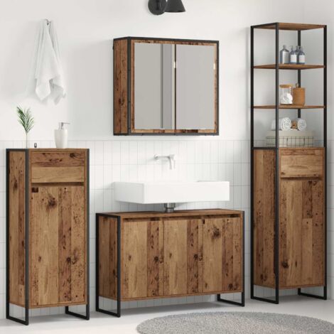 Juego de muebles de baño Madera vieja Madera de ingeniería