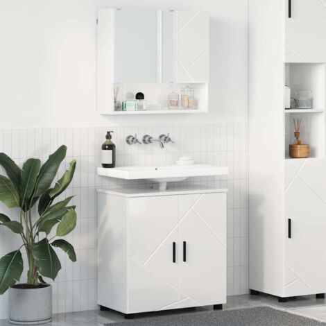 Juego de muebles de baño Montaje en la pared 2 pcs brillante