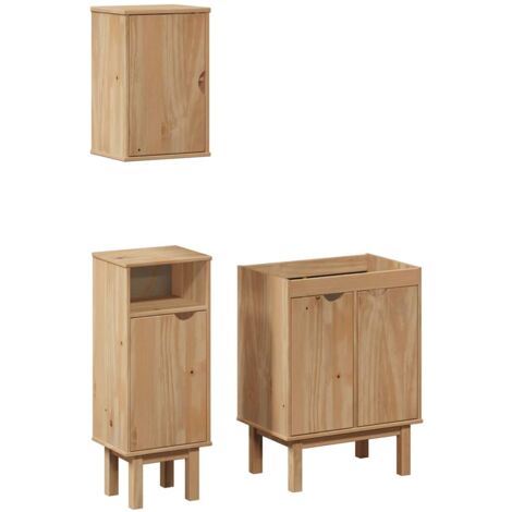 Juego de muebles de baño OTTA 3 pzas madera maciza pino vidaXL