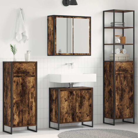 Juego de muebles de baño Roble ahumado Madera de ingeniería