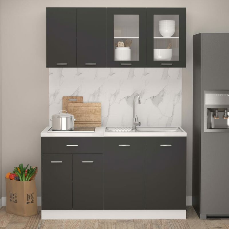 

Juego de muebles de cocina 4 piezas aglomerado gris