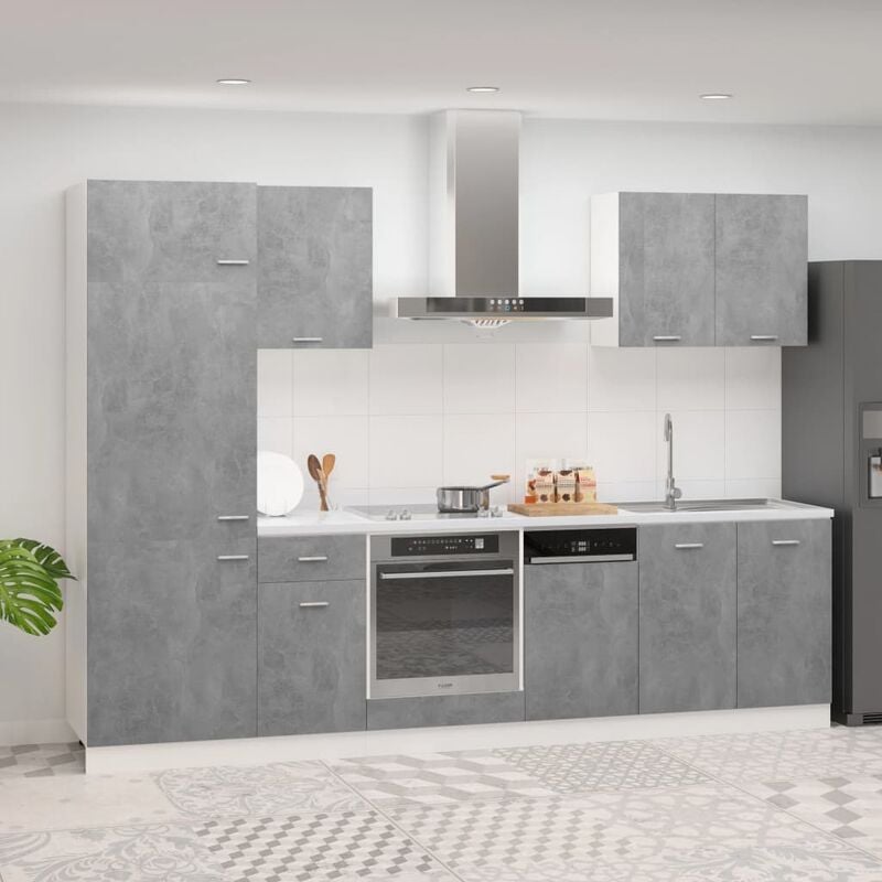 

Juego de muebles de cocina 7 piezas aglomerado gris hormigón - Gris