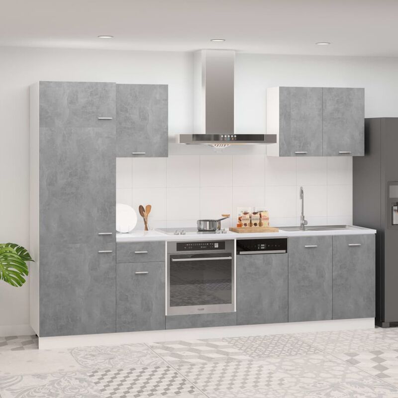 

Juego de muebles de cocina 7 piezas aglomerado gris hormigón