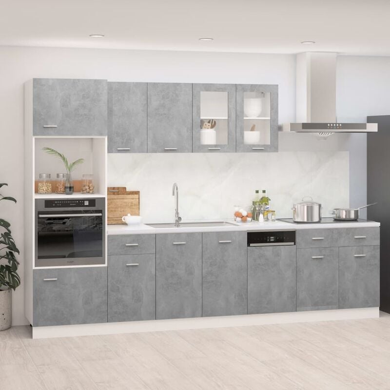 

Juego de muebles de cocina 7 piezas aglomerado gris hormigón