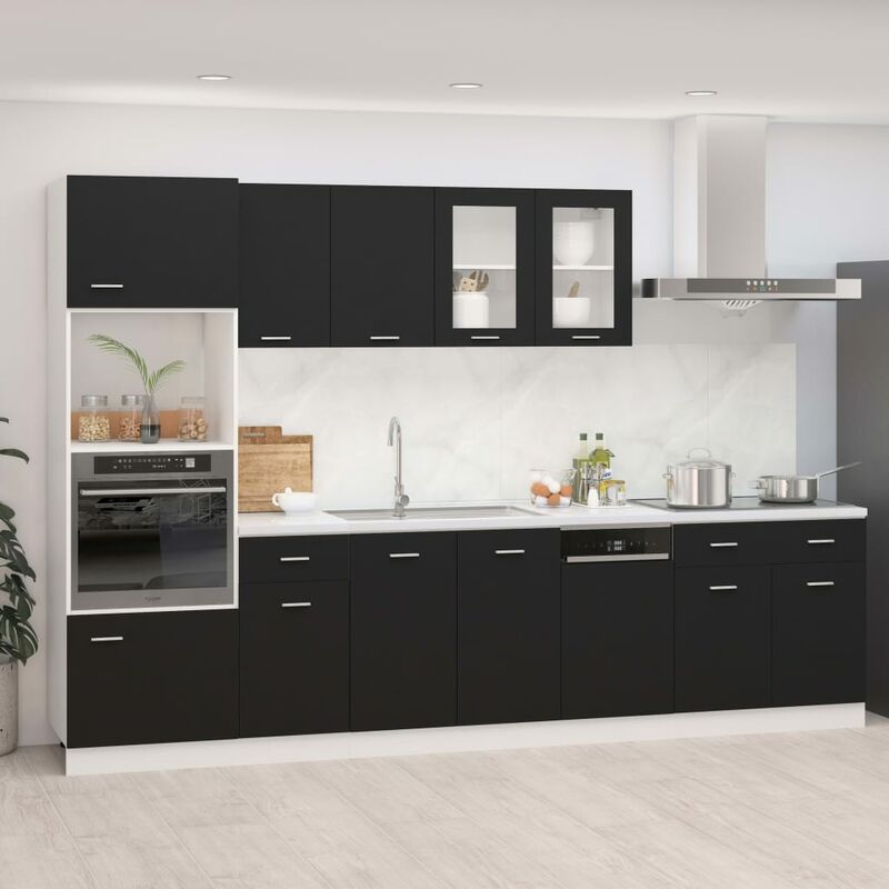 

Juego de muebles de cocina 7 piezas aglomerado negro - Negro