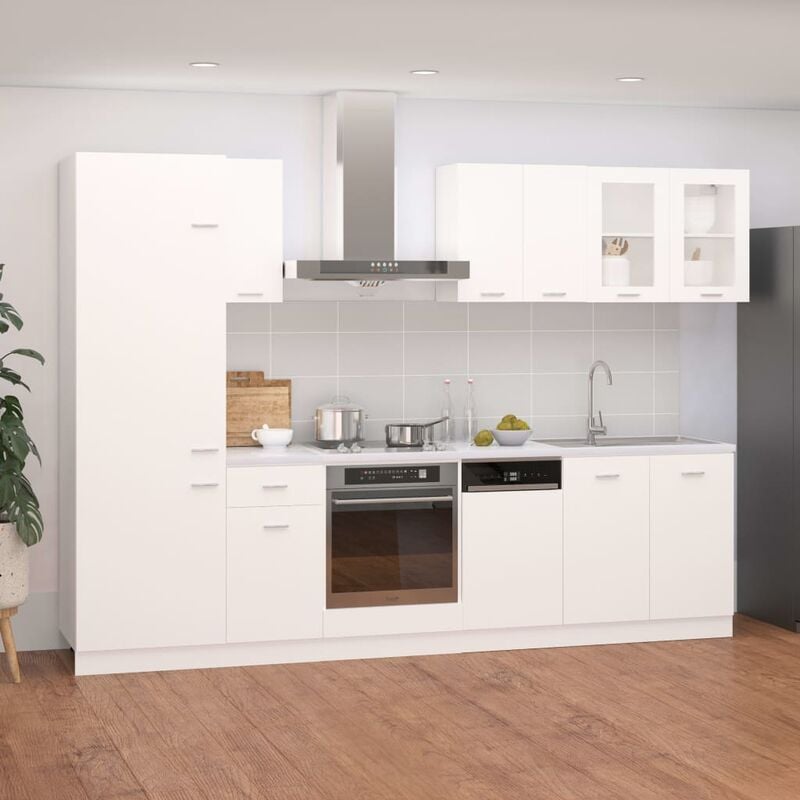 

Juego de muebles de cocina 8 piezas aglomerado blanco