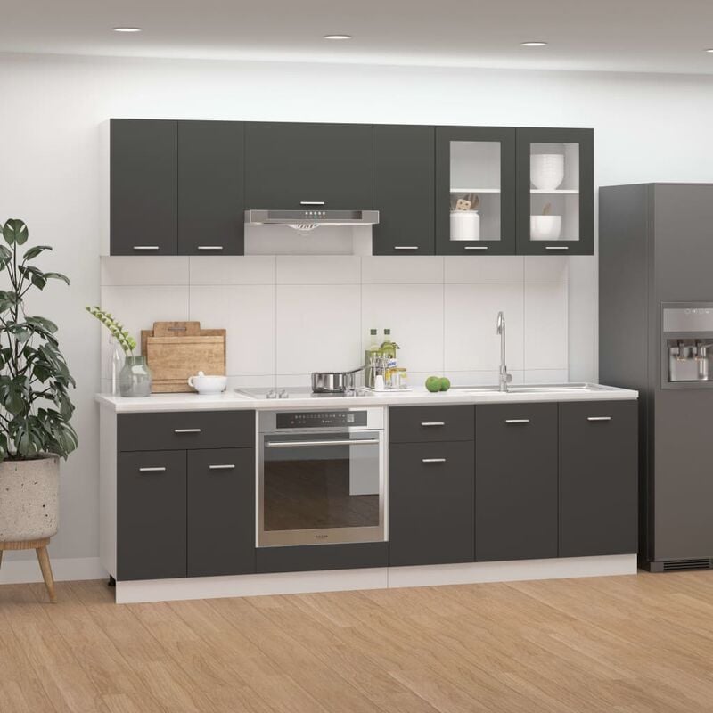 

Juego de muebles de cocina 8 piezas aglomerado gris