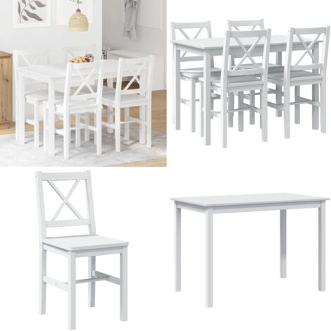 Juego de muebles de comedor 5 piezas blanco - Sillas de comedor - Juego de comedor