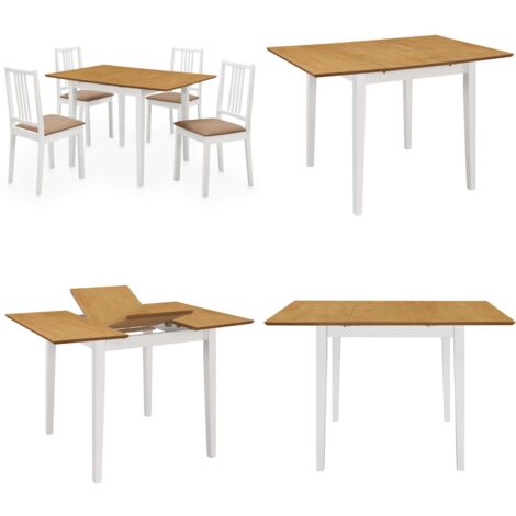 Juego de muebles de comedor 5 piezas MDF blanco - Mesa extensible - Sillas de comedor