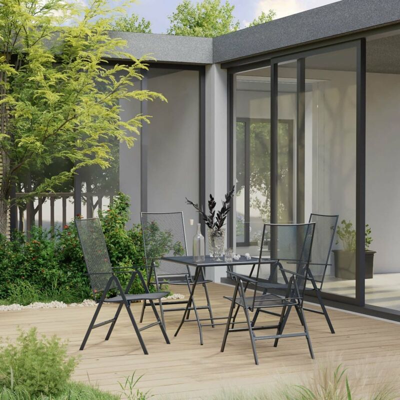 

Juego de muebles de comedor de jardin 5 piezas acero antracita