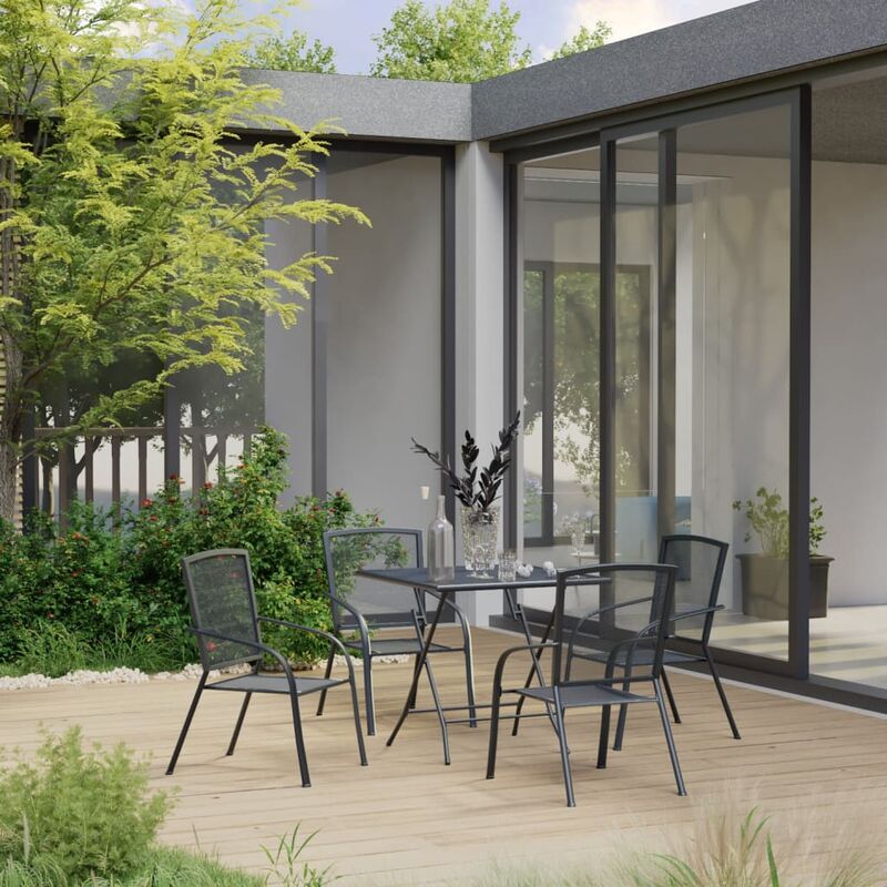 

Juego de muebles de comedor de jardín 5 piezas acero antracita
