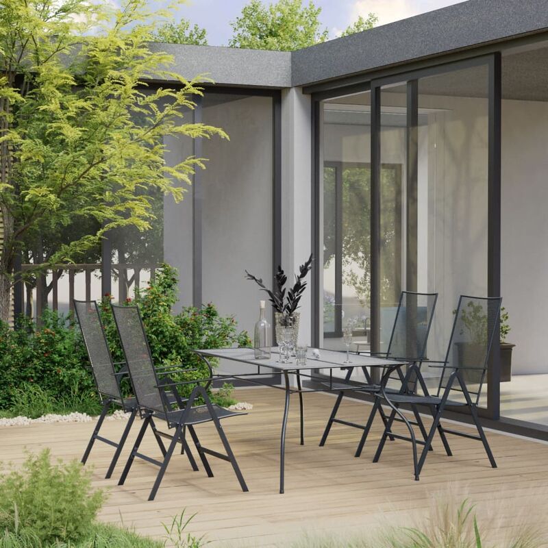 

Juego de muebles de comedor de jardín 5 pzas acero antracita