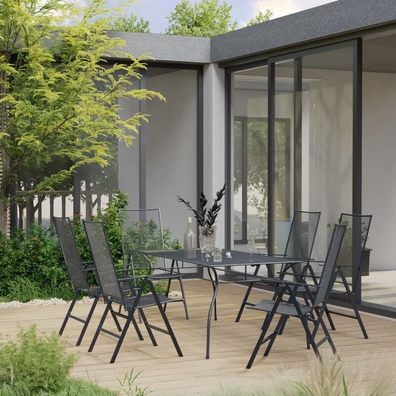 

Juego de muebles de comedor de jardín 7 piezas acero antracita