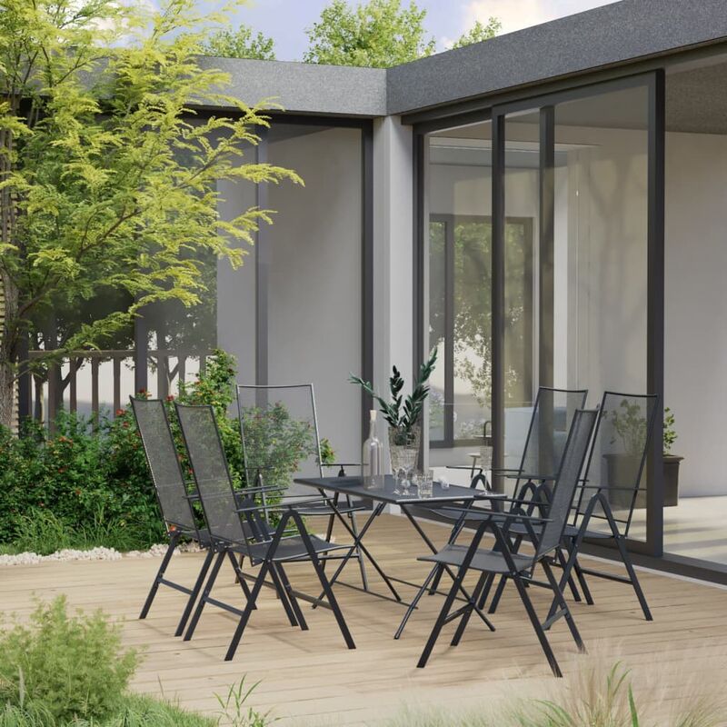 

Juego de muebles de comedor de jardín 7 piezas acero antracita