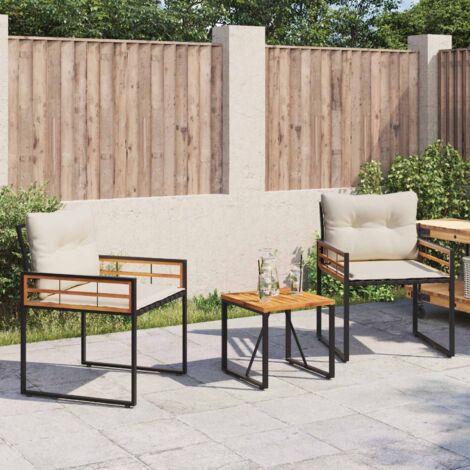 Juego de muebles de exterior con cojín 3 pcs Crema