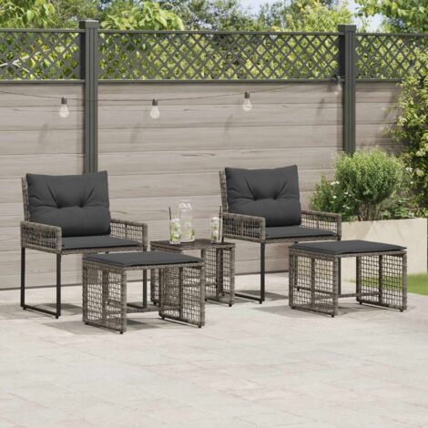 Juego de muebles de exterior con cojín 5 pcs Gris