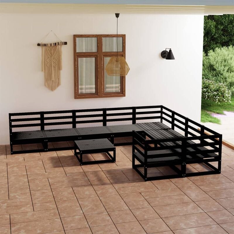 

Juego de muebles de jardín 10 piezas madera maciza de pino