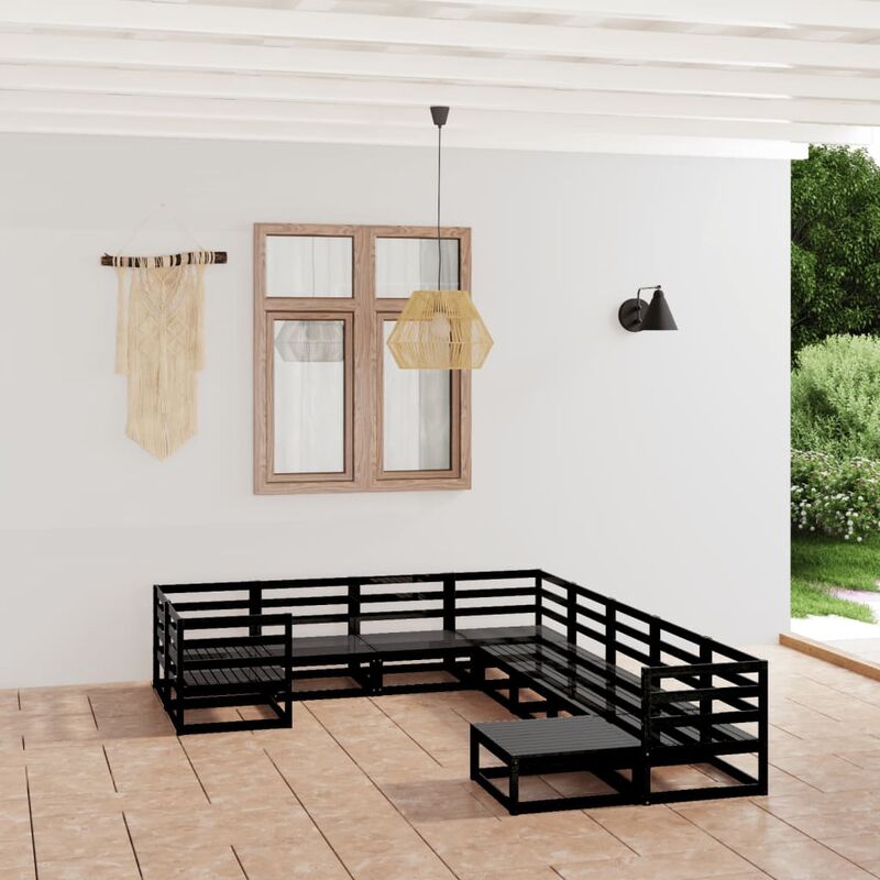 

Juego de muebles de jardín 10 piezas madera maciza de pino