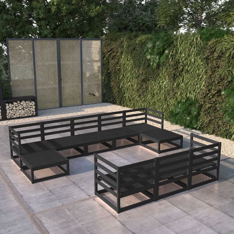 

Juego de muebles de jardín 10 piezas madera maciza de pino