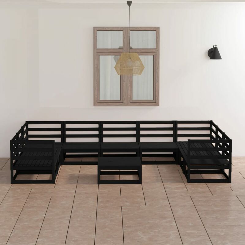 

Juego de muebles de jardín 10 piezas madera maciza de pino