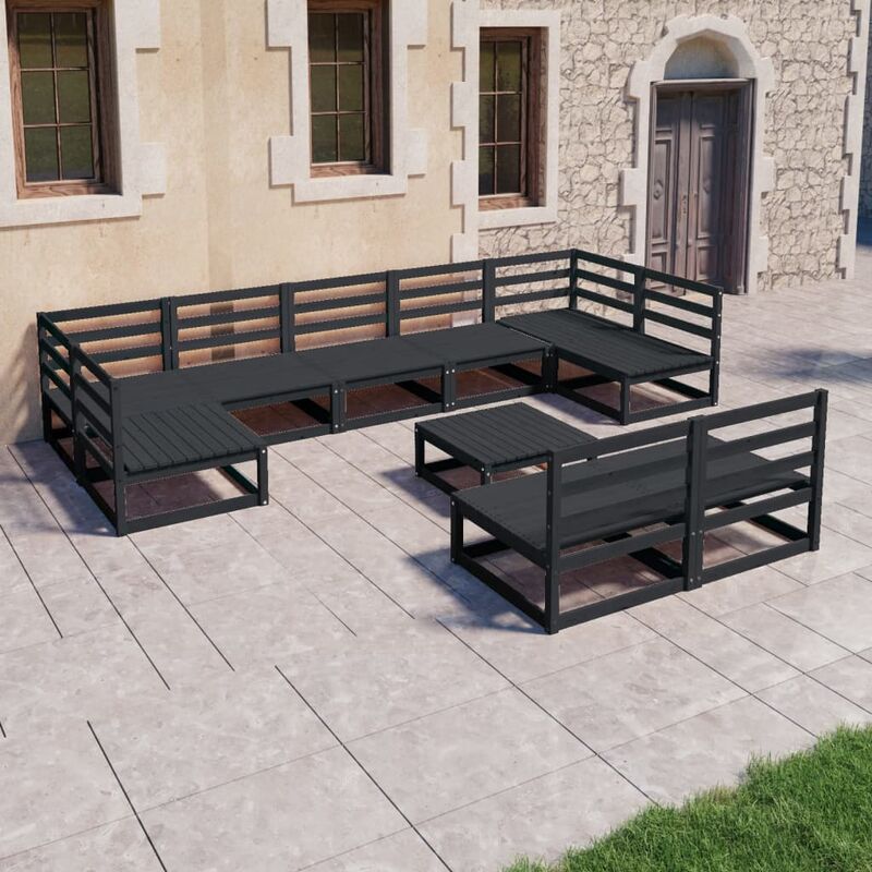 

Juego de muebles de jardín 10 piezas madera maciza de pino