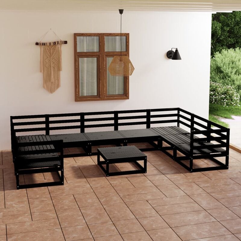 

Juego de muebles de jardín 10 piezas madera maciza de pino