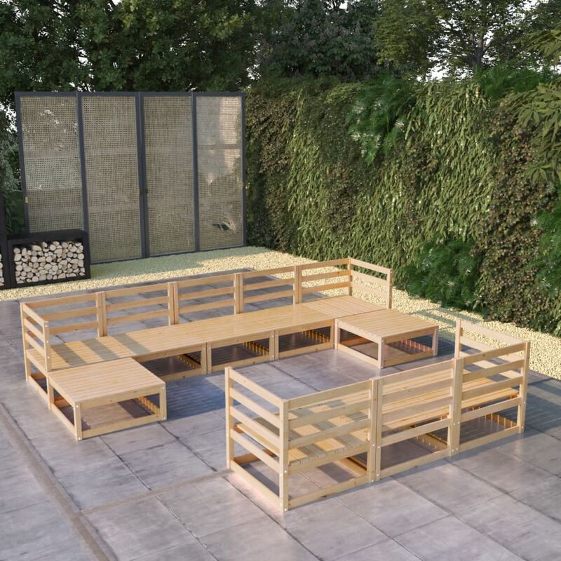 

Juego de muebles de jardín 10 piezas madera maciza pino