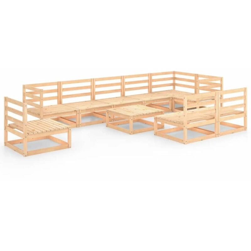 

Juego de muebles de jardin 10 piezas madera pino maciza