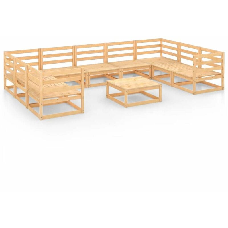 

Juego de muebles de jardin 10 piezas madera pino maciza
